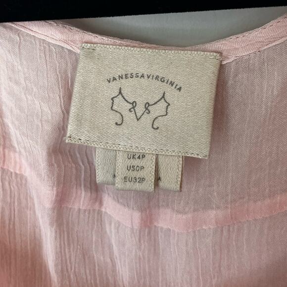 NWT Anthropologie Casmilla Beaded Cami By Vanessa Virginia in Soft Pink sz. 0P - Picture 6 of 8
